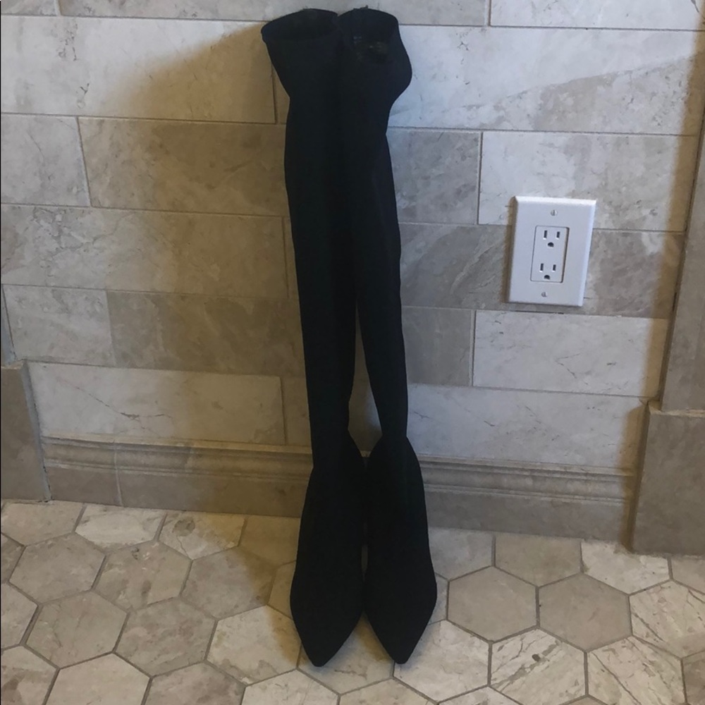 ZARA FABRIC OVER-THE-KNEE BOOT WITH METALLIC HEEL